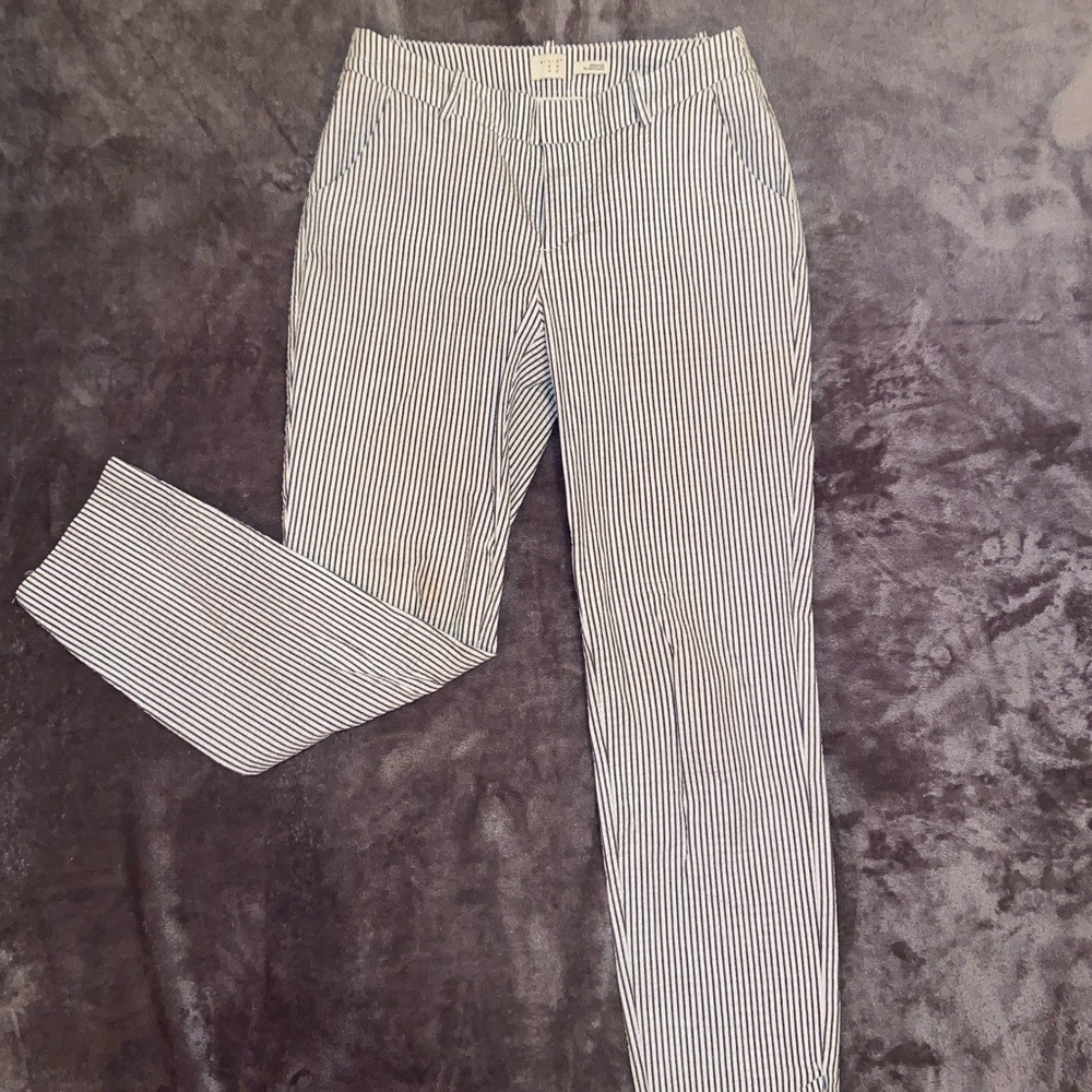 Blue and white striped pants